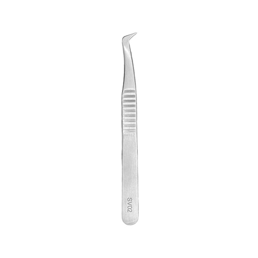 Short Angled Silver Tweezer - SV02